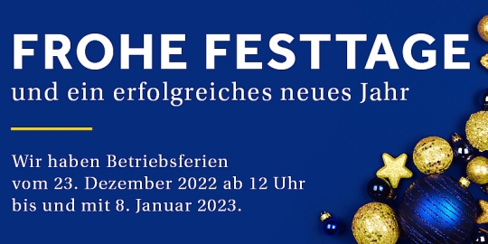 Betriebsferien über die Weihnachtszeit